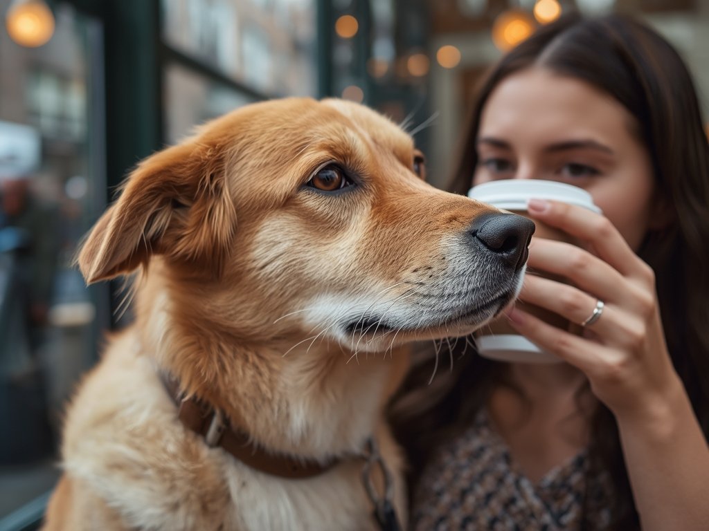 A close-up of the stray dog, a mix of golden