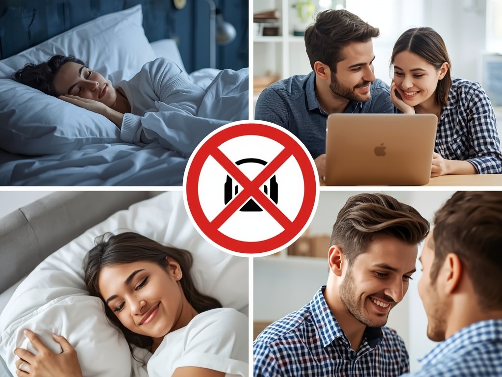 A collage of images representing improved sleep quality, increased productivity,