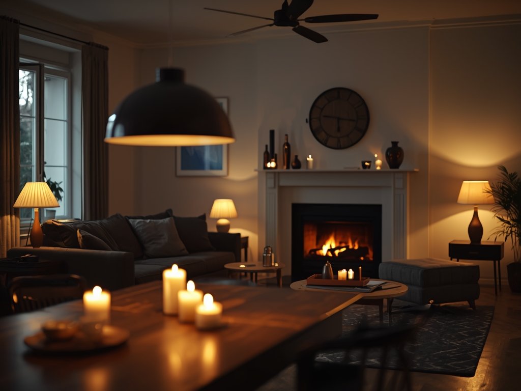 A cozy Scandinavian living room with a mix of ambient