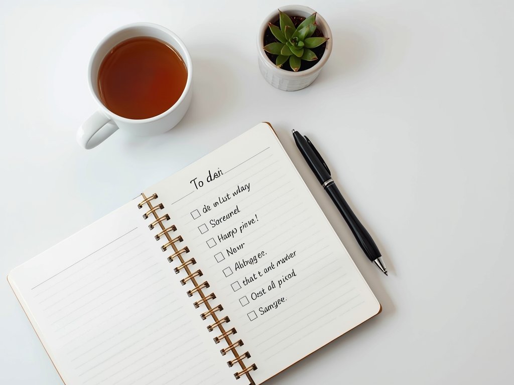 A notebook and pen on a table, with a to-do