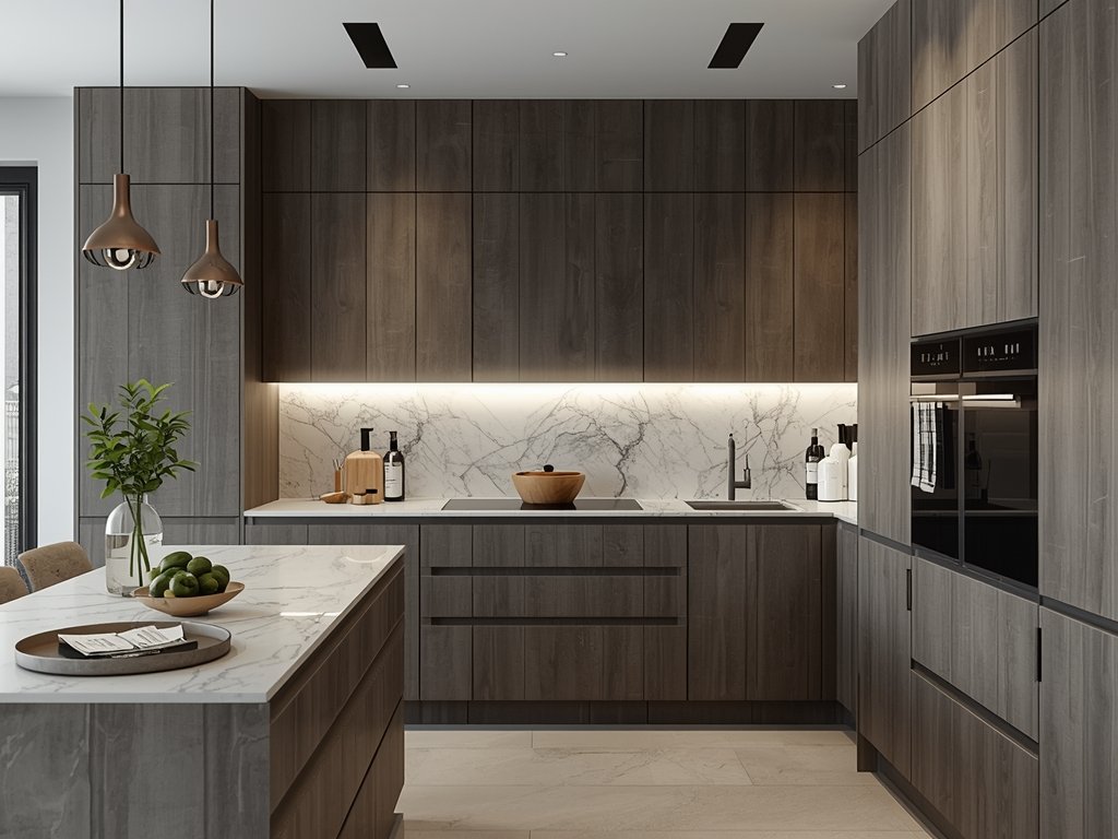 A perfectly organized kitchen with seamless design elements and thoughtful