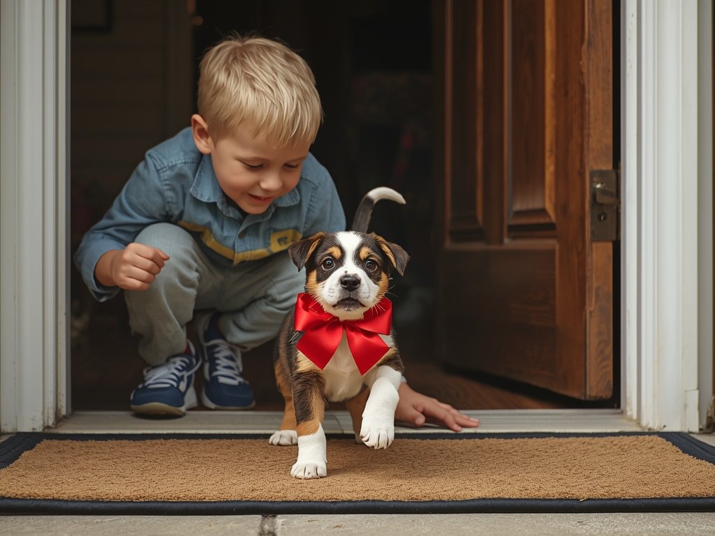 Capture the moment Timmy opens the door to find a