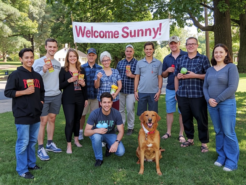 Jake and Sunny at a local park, surrounded by a
