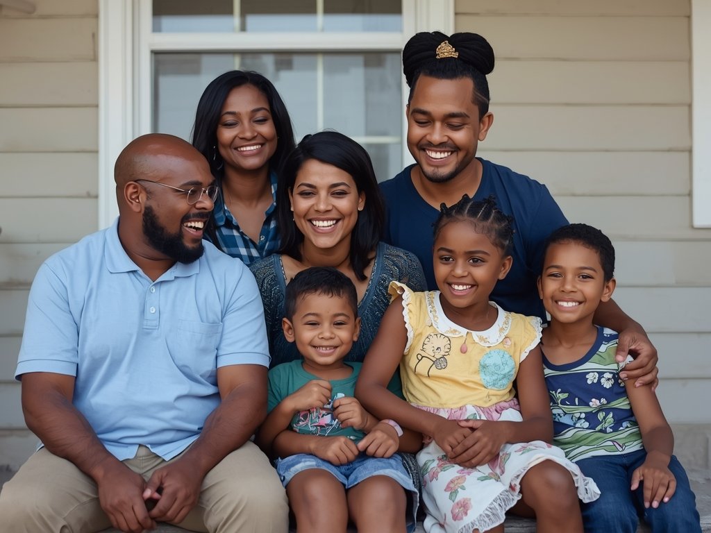 Mike sharing a laugh with Sunny's family, a warm and