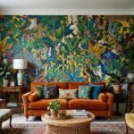 Bold wallpaper ideas for a maximalist living room accent wall