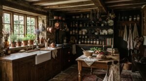 Dark Cottagecore Kitchen Design: Achieving a Moody Vintage Aesthetic