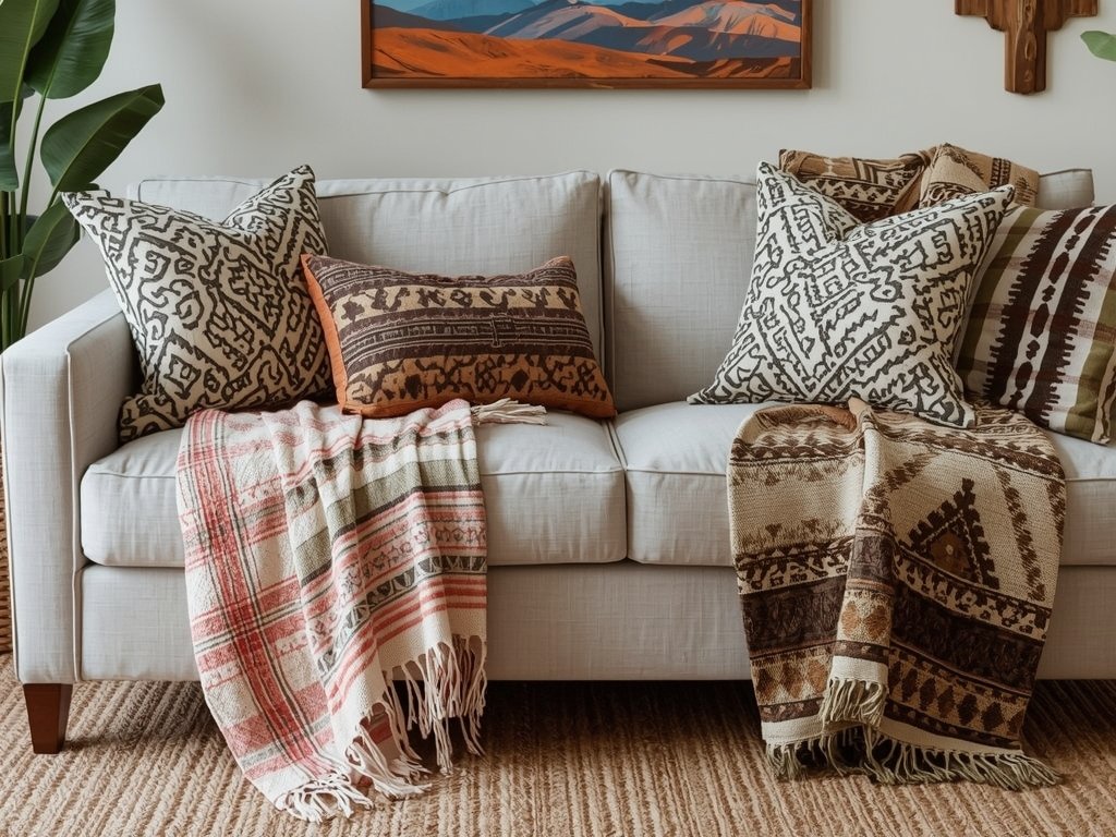 Textured Throw Pillows and Blankets
